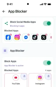 App Blocker app screen showing blocked applications